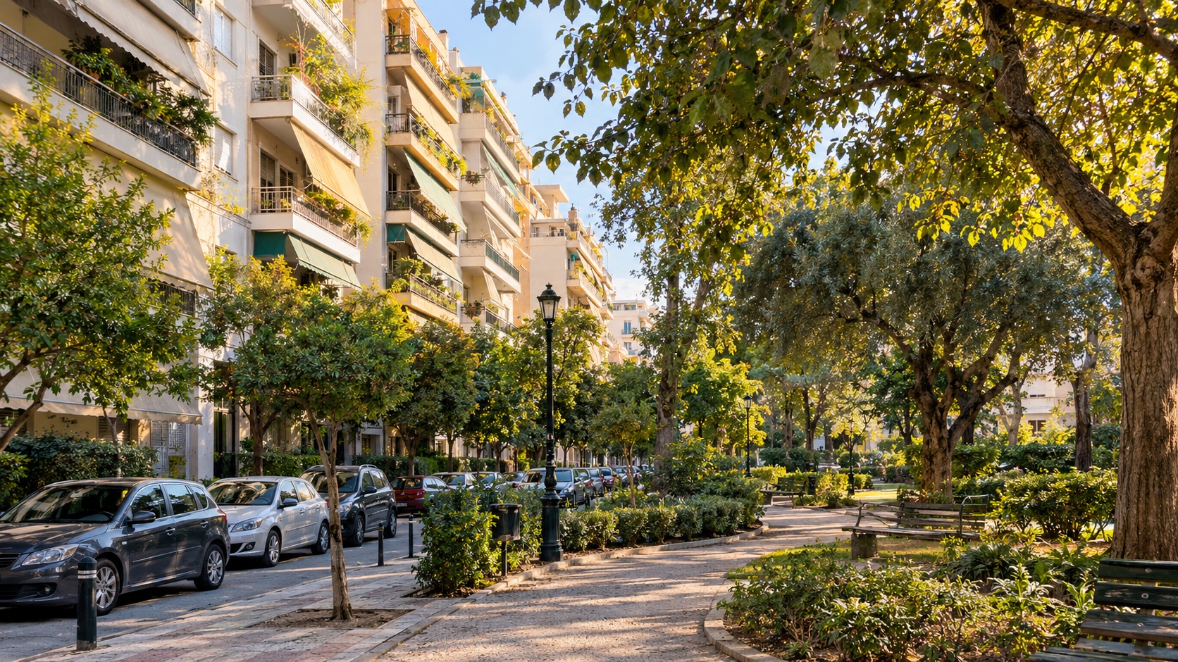 Residential buildings in Ambelokipi illustrating apartment purchase checks