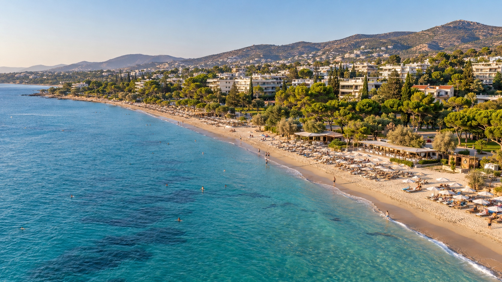 Beach and residential coastline in Voula