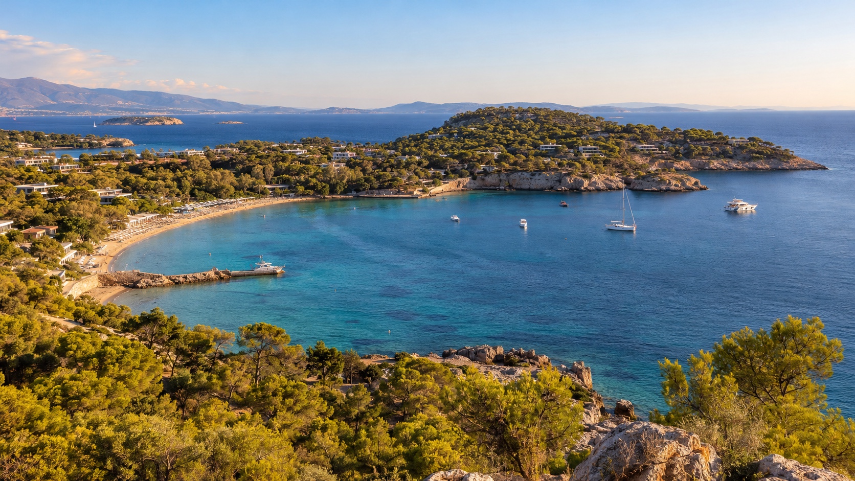 Vouliagmeni coastal setting illustrating an Attica property search